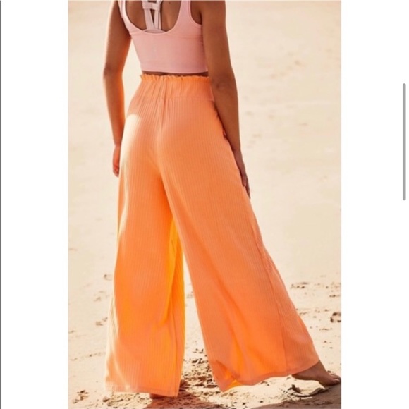 Free People Blissed Out Pants Neon Peach - Picture 4 of 6